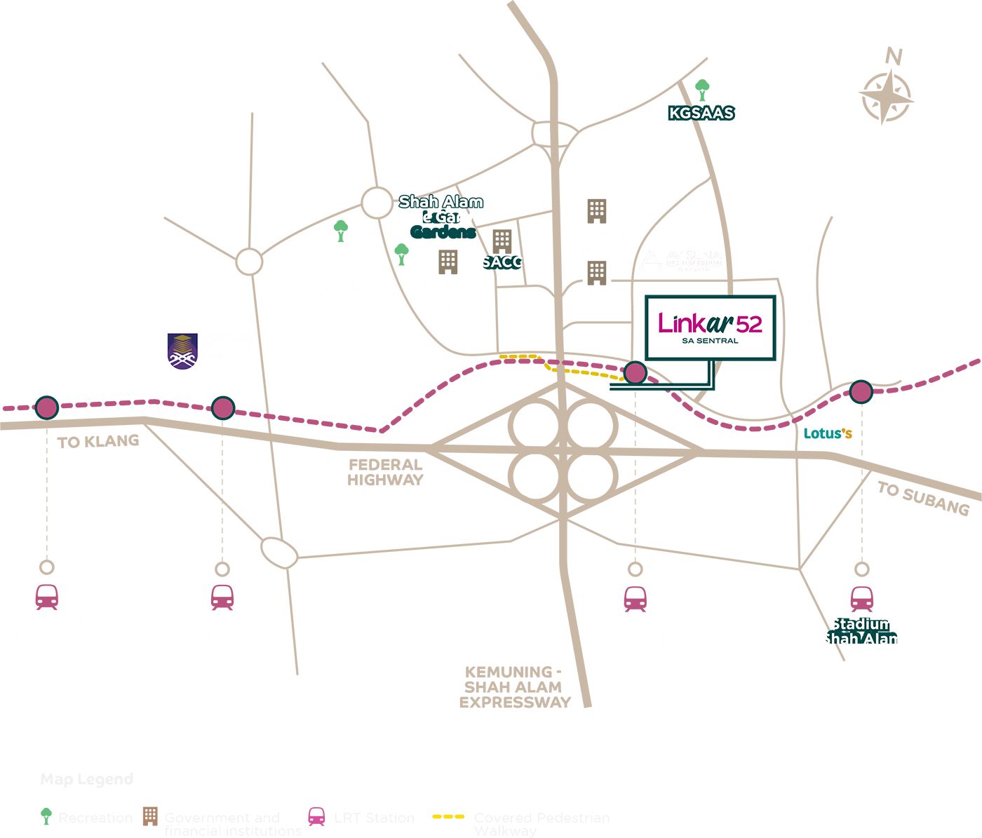 Linkar52 location map and highway connections